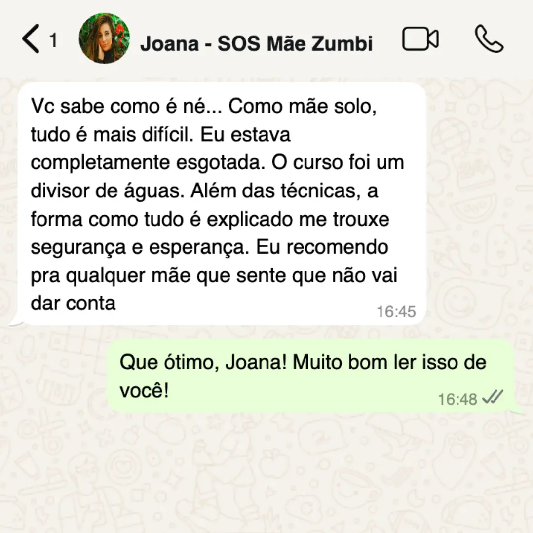 Depoimento da Joana no WhatsApp